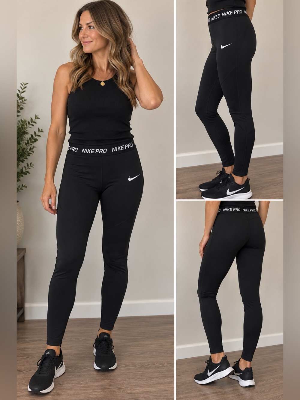 Black Nike Pro Mid-Rise Full-Length Leggings nwot Sz XL